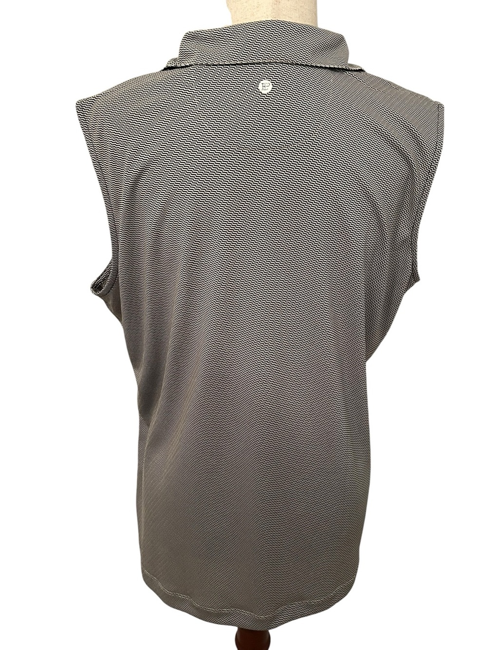EPNY GOLF NEW Sleeveless Geometric Jacquard Polo Black White XL NWT Performance - Picture 6 of 11